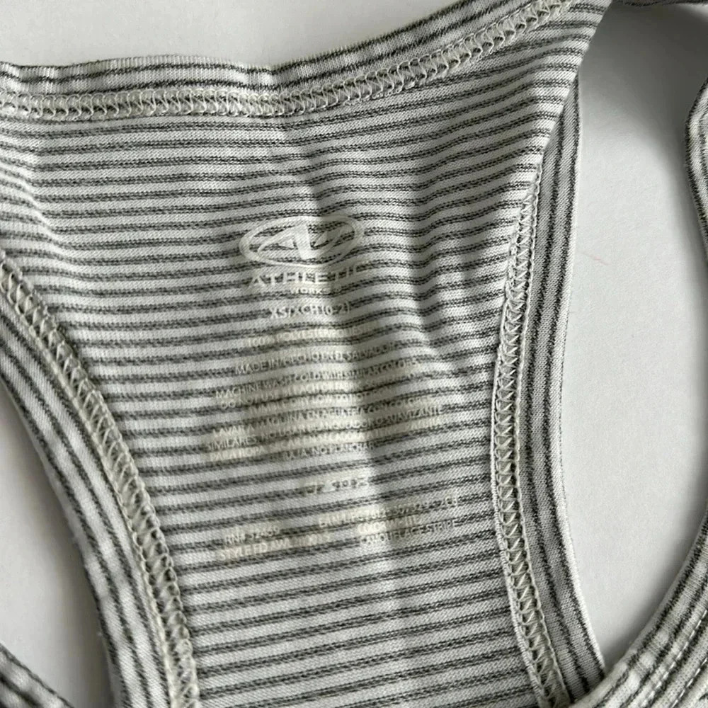 Olive Striped Racer Back Tank Top Sz XS - Picture 3 of 4